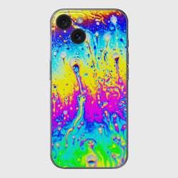 Чехол для iPhone 15 силиконовый с защитой камеры Кислотный стиль неона