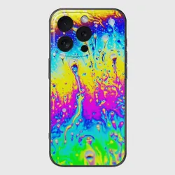 Чехол для iPhone 16 Pro силиконовый с защитой камеры Кислотный стиль неона