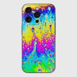 Чехол для iPhone 15 Pro Max силиконовый с защитой камеры Кислотный стиль неона