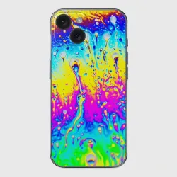 Чехол для iPhone 15 силиконовый с защитой камеры Кислотный стиль неона