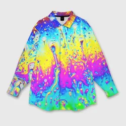 Женская рубашка oversize 3D Кислотный стиль неона