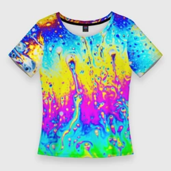 Женская футболка 3D Slim Кислотный стиль неона