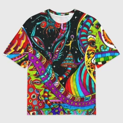 Женская футболка oversize 3D Космо-Психо существа
