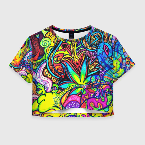 Женская футболка Crop-top 3D Abstraction PSY, цвет 3D печать