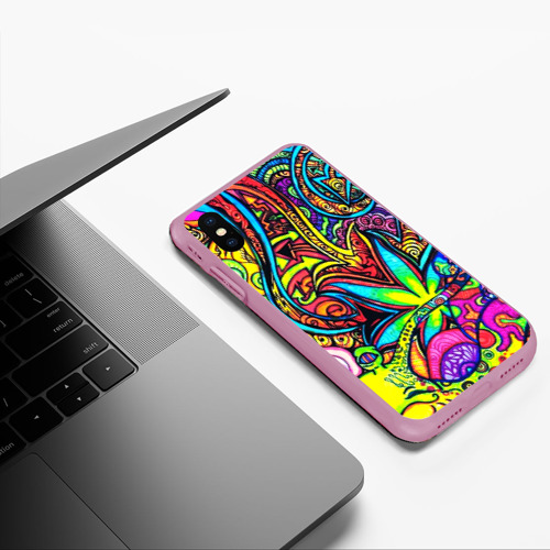 Чехол для iPhone XS Max матовый Abstraction PSY, цвет розовый - фото 5