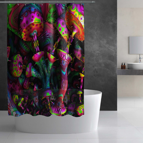 Штора 3D для ванной Абстрактные грибы - фото 2