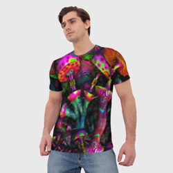 Мужская футболка 3D Абстрактные грибы - фото 2