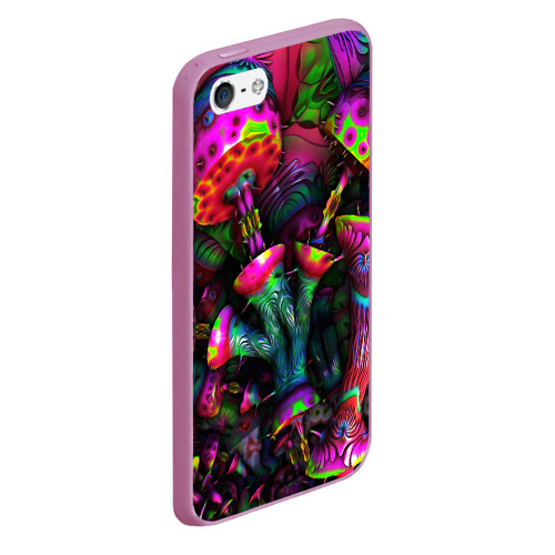 Чехол для iPhone 5/5S матовый Абстрактные грибы, цвет розовый - фото 3