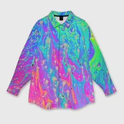 Женская рубашка oversize 3D Неоновая палитра