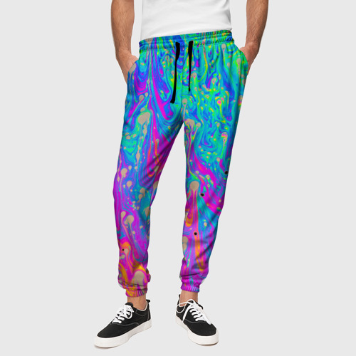 Мужские брюки 3D Неоновая палитра, цвет 3D печать - фото 4
