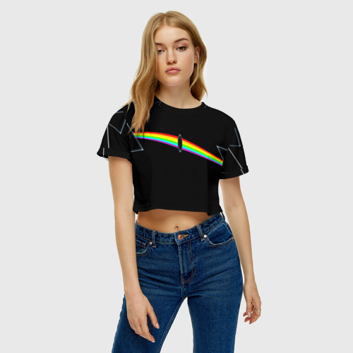 Женская футболка Crop-top 3D PINK FLOYD - фото 3