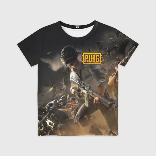 Детская футболка 3D с принтом PUBG ПАБГ, вид спереди #2