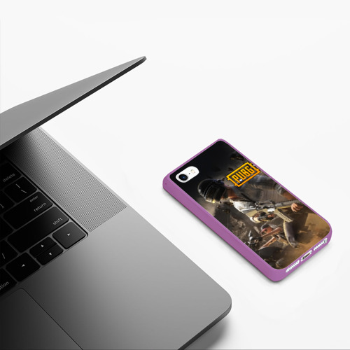 Чехол для iPhone 5/5S матовый PUBG ПАБГ, цвет фиолетовый - фото 5