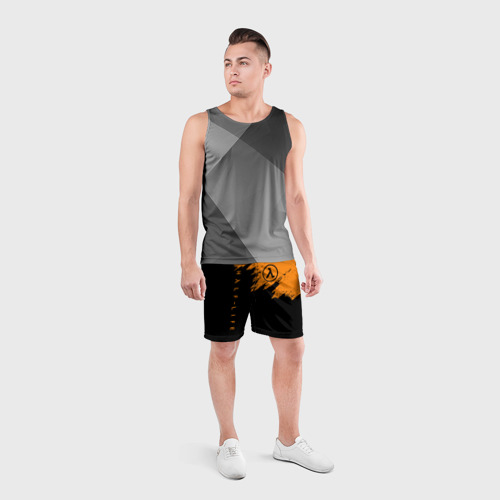 Мужские шорты спортивные с принтом HALF-LIFE | ХАЛФ-ЛАЙФ, вид сбоку #3