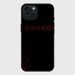 Чехол силиконовый для Apple iPhone 15 матовый Dark Souls you died ты умер