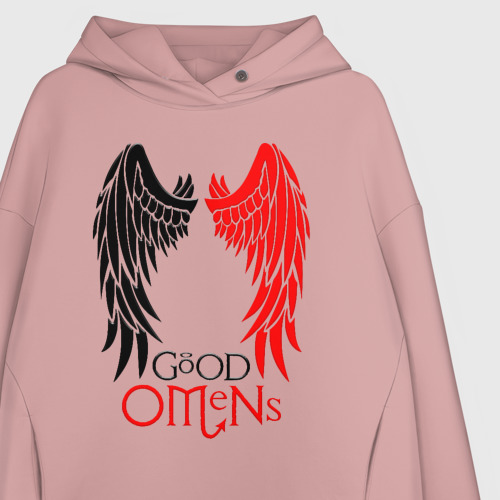 Женское худи Oversize хлопок Good omens, цвет пыльно-розовый - фото 3