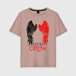 Женская футболка хлопок Oversize Good omens