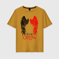 Женская футболка хлопок Oversize Good omens