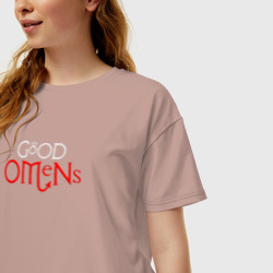 Женская футболка хлопок Oversize Good omens крылья - фото 2