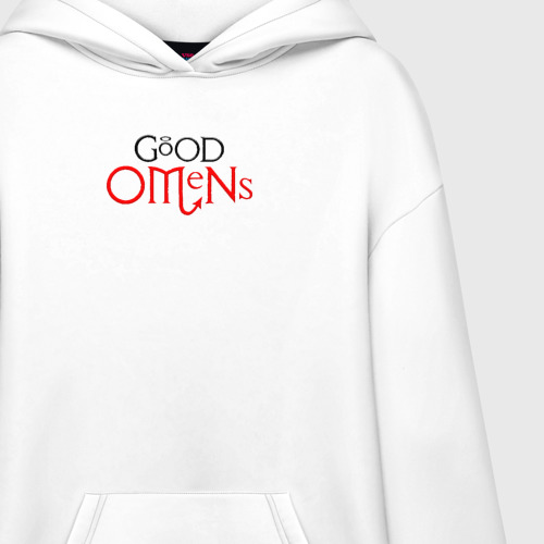 Худи SuperOversize хлопок GOOD OMENS (КРЫЛЬЯ), цвет белый - фото 3