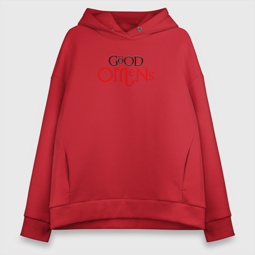 Женское худи Oversize хлопок GOOD OMENS (КРЫЛЬЯ), цвет красный