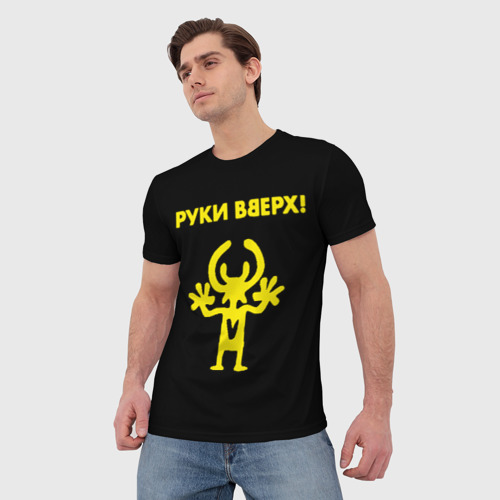 Мужская футболка 3D с принтом Руки Вверх, фото на моделе #1