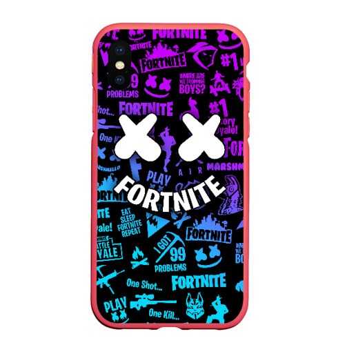 Чехол для iPhone XS Max матовый FORTNITE x MARSHMELLO, цвет красный