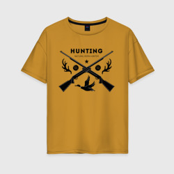 Женская футболка хлопок Oversize Hunting. Natural Born Hunter