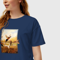 Женская футболка хлопок Oversize Охота на фазанов - фото 2