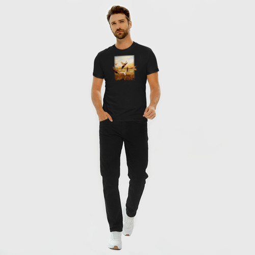 Мужская футболка хлопок Slim Охота на фазанов, цвет черный - фото 5