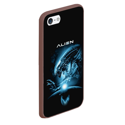 Чехол для iPhone 5/5S матовый Alien, цвет коричневый - фото 3