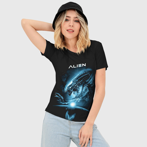 Женская футболка 3D Slim Alien, цвет 3D печать - фото 3