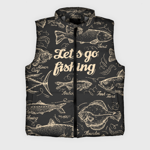 Мужской жилет утепленный 3D Let`s go fishing, цвет светло-серый