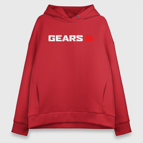 Женское худи Oversize хлопок GEARS 5, цвет красный