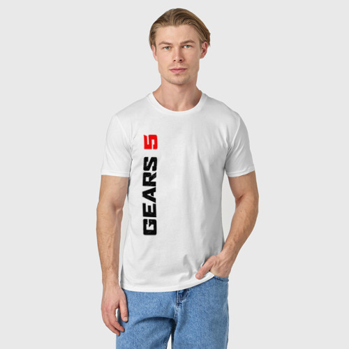 Мужская футболка хлопок GEARS 5, цвет белый - фото 3