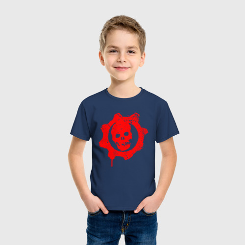 Детская футболка хлопок с принтом GEARS OF WAR, фото на моделе #1