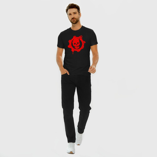 Мужская футболка хлопок Slim Gears of war, цвет черный - фото 5