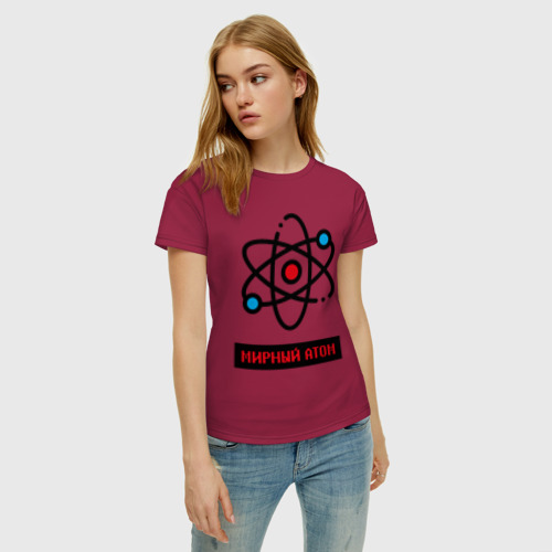 Женская футболка хлопок Мирный атом, цвет маджента - фото 3