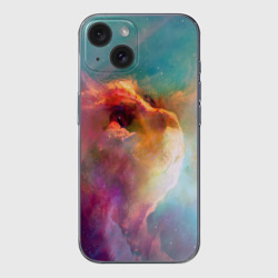 Чехол для iPhone 15 силиконовый с защитой камеры Космический кот