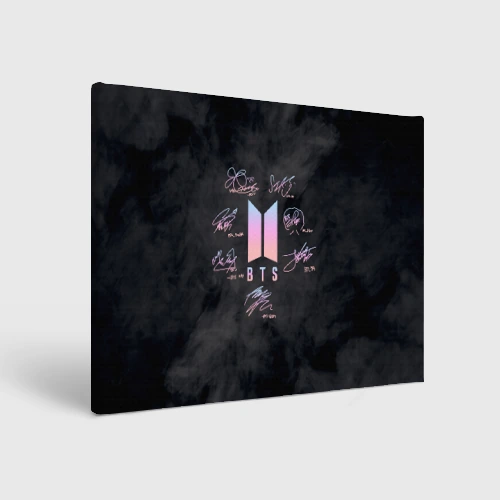 Холст прямоугольный BTS БТС автографы