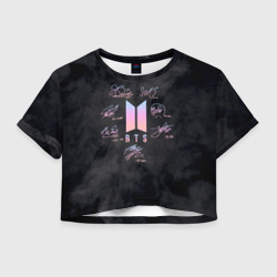 Женская футболка Crop-top 3D BTS БТС автографы