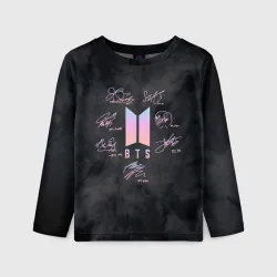 Детский лонгслив 3D BTS БТС автографы