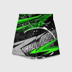 Детские спортивные шорты 3D Black and green corners