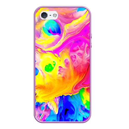 Чехол для iPhone 5/5S матовый Краски, цвет сиреневый