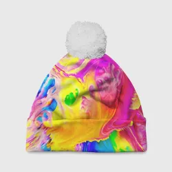 Шапка 3D c помпоном Краски