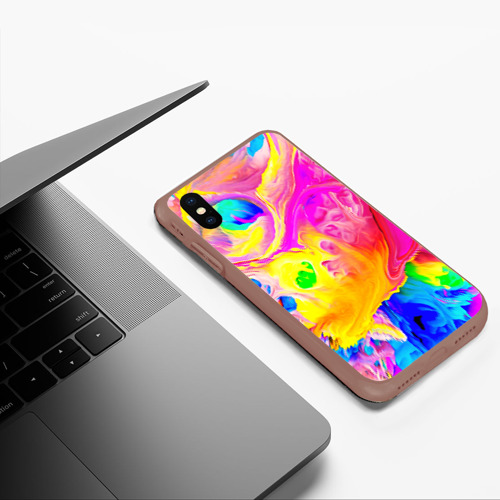 Чехол для iPhone XS Max матовый Краски, цвет коричневый - фото 5