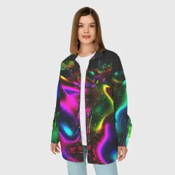 Женская рубашка oversize 3D В неоне - фото 2