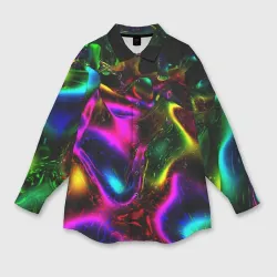 Женская рубашка oversize 3D В неоне