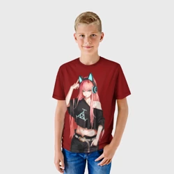 Детская футболка 3D Zero Two в наушниках - фото 2