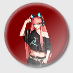 Значок Zero Two в наушниках